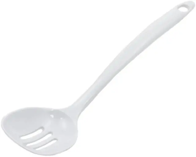 Main image of Basic Melamine Slotted Spoon, 11.25 inch, White