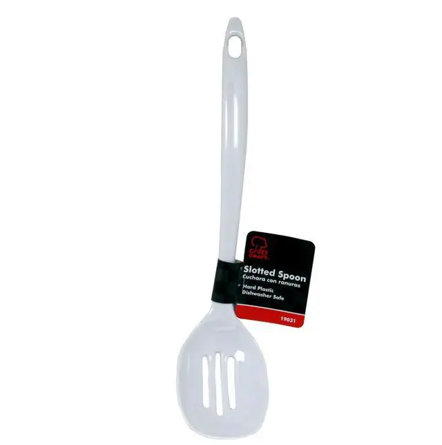 Alt view image 2 of 3 - Basic Melamine Slotted Spoon, 11.25 inch, White