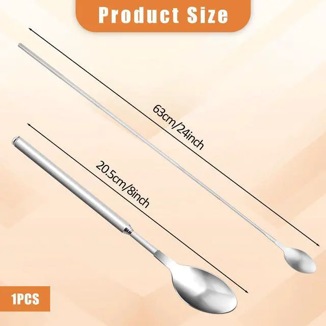 Alt view image 2 of 7 - Telescopic Spoon - Extending 2063cm/ 824.8in, Stainless Steel Barbecue & Camping Spoon