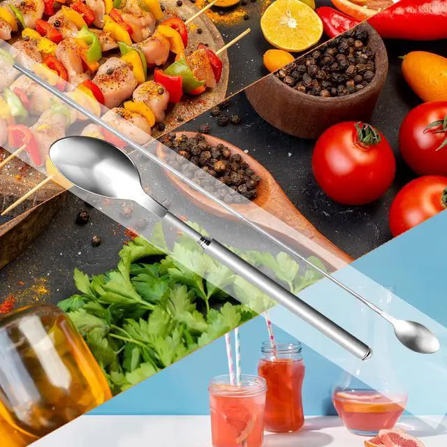 Alt view image 7 of 7 - Telescopic Spoon - Extending 2063cm/ 824.8in, Stainless Steel Barbecue & Camping Spoon