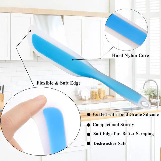Alt view image 3 of 6 - Nonstick Silicone Knife Shaped Flexible Kitchen Spatula Scraper Turner,Kitchen Cooking Utensils With Nylon Core (Blue)