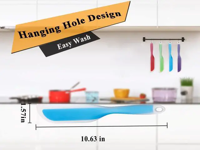 Alt view image 4 of 6 - Nonstick Silicone Knife Shaped Flexible Kitchen Spatula Scraper Turner,Kitchen Cooking Utensils With Nylon Core (Blue)