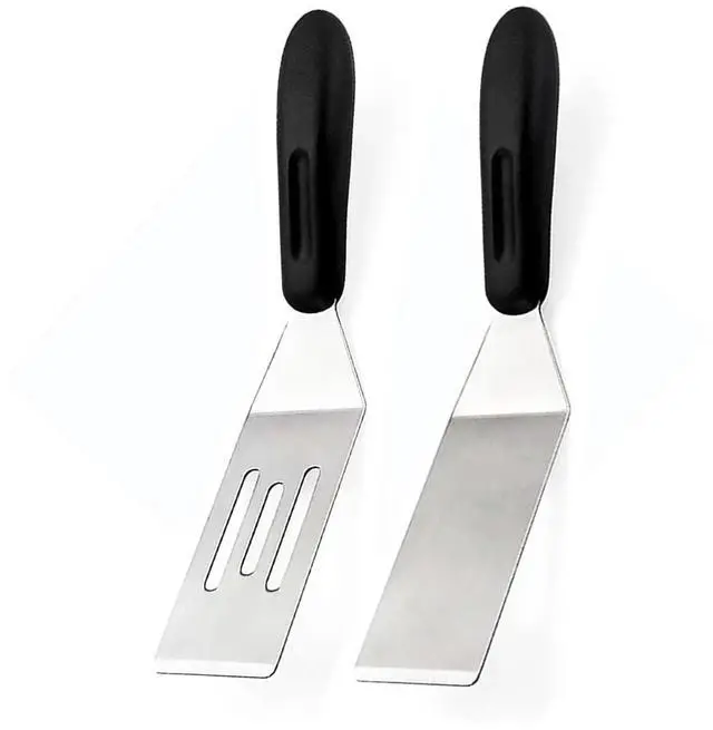 Main image of Mini Metal Spatula turner Set, Small Serving Spatula, 2 Pieces Stainless Steel Spatulas Set, Cutter and Serve Turner for Kitchen, Flipping or Cooking for Brownie, Cookie, Pancakes or Cake.