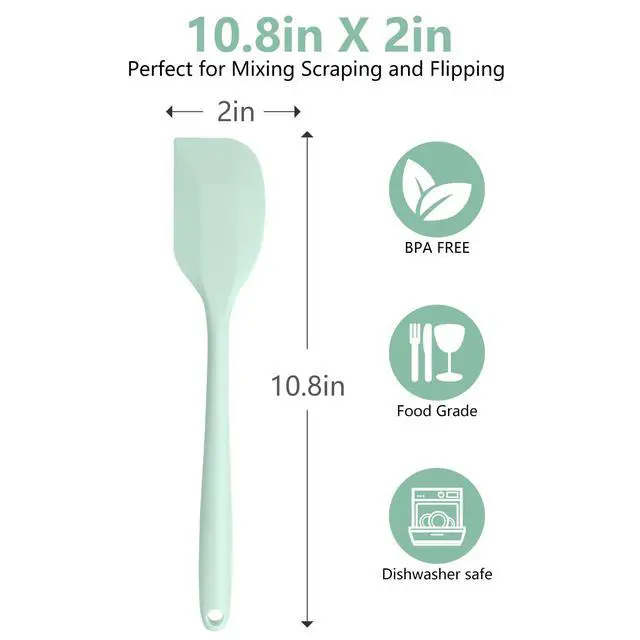 Alt view image 2 of 5 - Mint Green Rubber Spatula for Kitchen Use, 10.8In Silicone Spatulas for Cooking Heat Resistant, Flexible Small Kitchen Spatula for Kitchen Nonstick Cookware