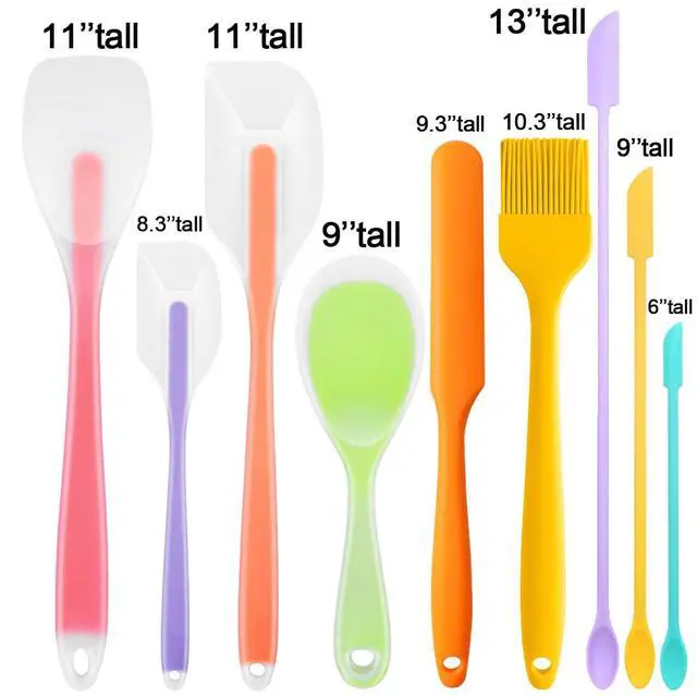Alt view image 2 of 6 - 9Pcs Spatulas Silicone Heat Resistant Silicone Spatula Set Small Mini Long Jar Spatulas for Nonstick Cookware, Rubber Silicone Spoon Spatula Set for Baking Mixing Cooking Kitchen Utensils Set