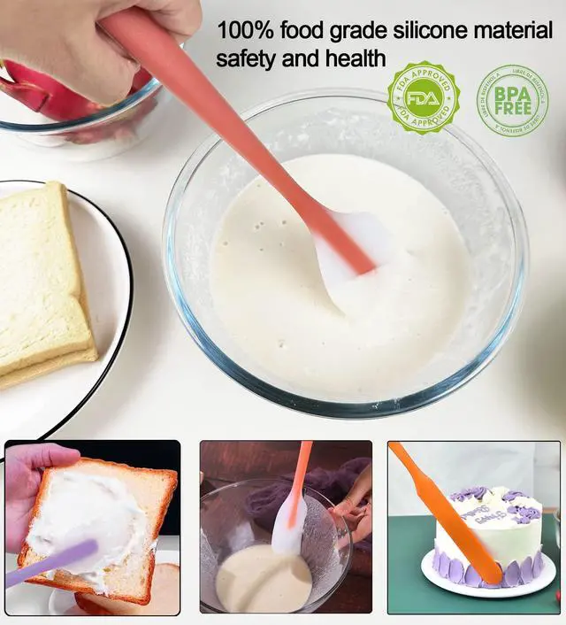 Alt view image 3 of 6 - 9Pcs Spatulas Silicone Heat Resistant Silicone Spatula Set Small Mini Long Jar Spatulas for Nonstick Cookware, Rubber Silicone Spoon Spatula Set for Baking Mixing Cooking Kitchen Utensils Set