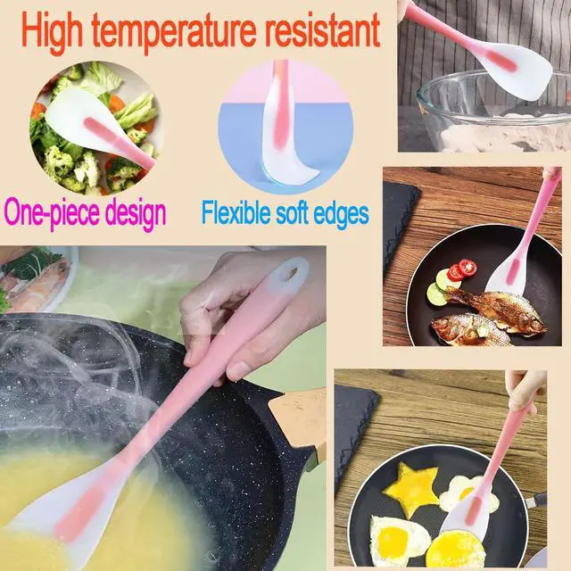 Alt view image 5 of 6 - 9Pcs Spatulas Silicone Heat Resistant Silicone Spatula Set Small Mini Long Jar Spatulas for Nonstick Cookware, Rubber Silicone Spoon Spatula Set for Baking Mixing Cooking Kitchen Utensils Set