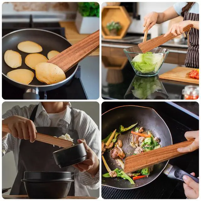 Alt view image 3 of 4 - 9.8 Acacia Wooden Mini Spatula, Small Kitchen/Outdoor Spatula Turner, Egg Scraper, Flat Wooden Turner, Wood Cooking Utensil, Wood Flipper, Spatulas for Flipping, Serving, Scraping & Turning.