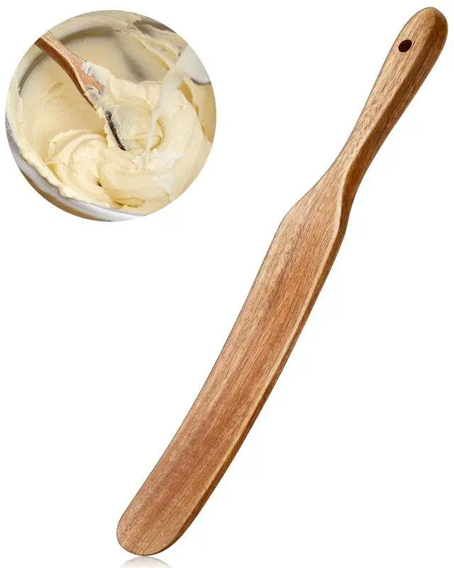 Main image of 1 Pack 13" Acacia Wooden Spatula for Sourdough Starter, Mixing, Reaching Bottom of Jar, Dough Whisk, Long Handle Jar Spatula, Spurtle Kitchen Tool Wood Kitchen Utensil Kit for Baking, Cooking