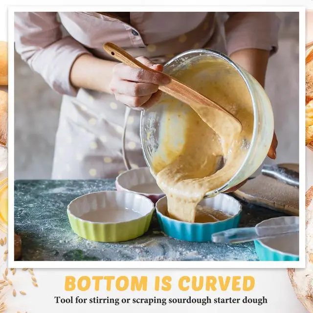 Alt view image 4 of 7 - 1 Pack 13" Acacia Wooden Spatula for Sourdough Starter, Mixing, Reaching Bottom of Jar, Dough Whisk, Long Handle Jar Spatula, Spurtle Kitchen Tool Wood Kitchen Utensil Kit for Baking, Cooking