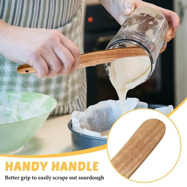 Alt view image 5 of 7 - 1 Pack 13" Acacia Wooden Spatula for Sourdough Starter, Mixing, Reaching Bottom of Jar, Dough Whisk, Long Handle Jar Spatula, Spurtle Kitchen Tool Wood Kitchen Utensil Kit for Baking, Cooking