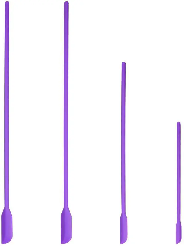 Main image of 4pcs Mini Silicone Spatula Set, 3 Size Makeup Spatula Small Rubber Spatula for Thin Jar Skinny Openings Bottles, Tiny Scraper for Kitchen and Cosmetic, Multipurpose Scraping Mixing Tools (Purple)