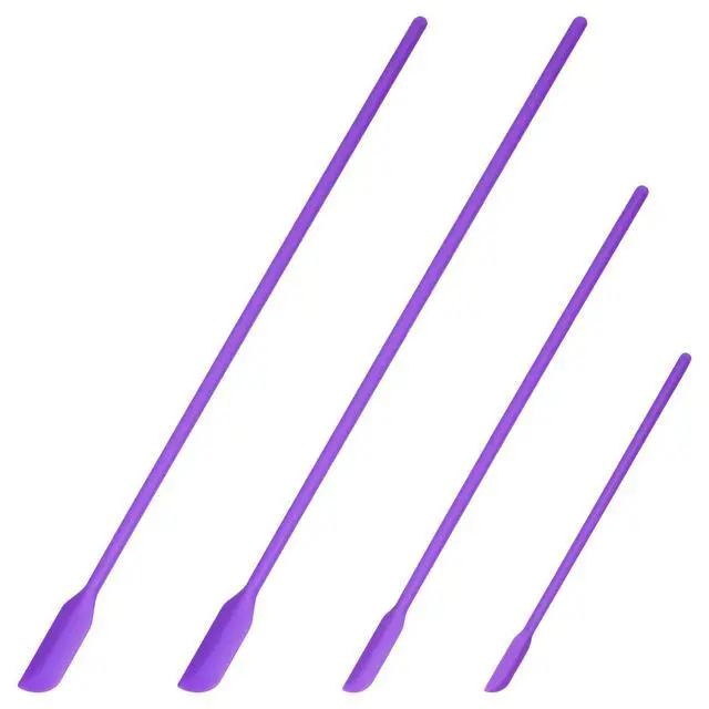 Alt view image 3 of 7 - 4pcs Mini Silicone Spatula Set, 3 Size Makeup Spatula Small Rubber Spatula for Thin Jar Skinny Openings Bottles, Tiny Scraper for Kitchen and Cosmetic, Multipurpose Scraping Mixing Tools (Purple)