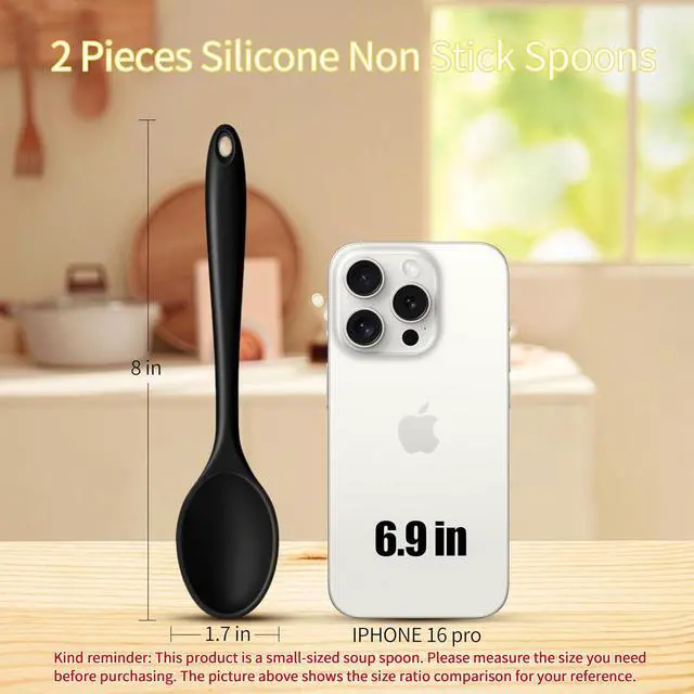 Alt view image 2 of 7 - 2 Pcs Silicone Spoons,Heat Resistant Mixing Spoons | Serving Spoon,Dipping Sauce Baking Mixing Tools.