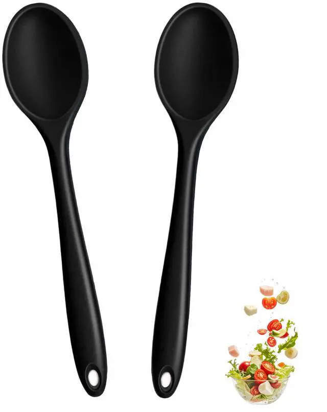 Main image of 2 Pcs Silicone Spoons,Heat Resistant Mixing Spoons | Serving Spoon,Dipping Sauce Baking Mixing Tools.