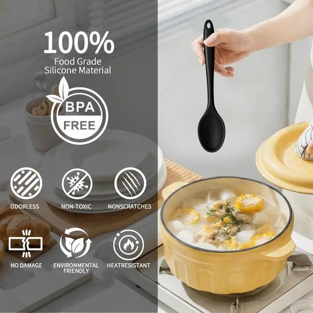 Alt view image 5 of 7 - 2 Pcs Silicone Spoons,Heat Resistant Mixing Spoons | Serving Spoon,Dipping Sauce Baking Mixing Tools.