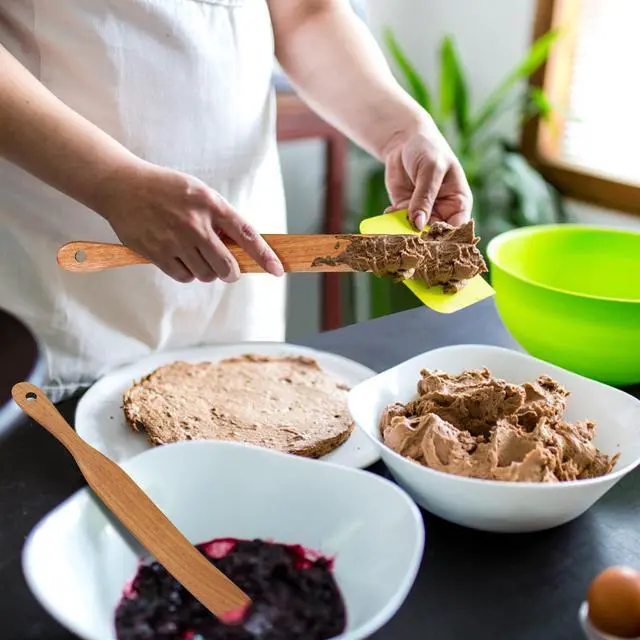 Alt view image 6 of 7 - Wooden Spurtle for Sourdough Bread Supplies Sourdough Tools Spatula Scraper | Dough Whisk Bread Making Essentials Sourdough Starter Accessories Stirrer Spoon Teak Wood Jar Spatula for Cooking Utensil