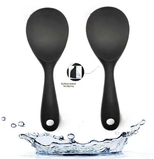Main image of Silicone Rice Paddle Spoon 2PCS, Non Stick Heat Resistant Kitchen Works for Rice,Mashed Potato. (Casual Black)