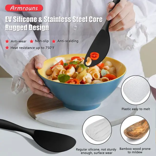 Alt view image 2 of 6 - Silicone Rice Paddle Spoon 2PCS, Non Stick Heat Resistant Kitchen Works for Rice,Mashed Potato. (Casual Black)