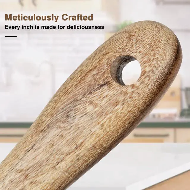 Alt view image 2 of 7 - Spurtle for Sourdough Starter, Spreading, Cooking, Mixing, Reaching Bottom of Jar, Kitchen Utensils, Spurtles Kitchen Tools Wooden Kitchen Utensils for NonStick Cookware