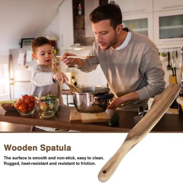 Alt view image 4 of 7 - Spurtle for Sourdough Starter, Spreading, Cooking, Mixing, Reaching Bottom of Jar, Kitchen Utensils, Spurtles Kitchen Tools Wooden Kitchen Utensils for NonStick Cookware