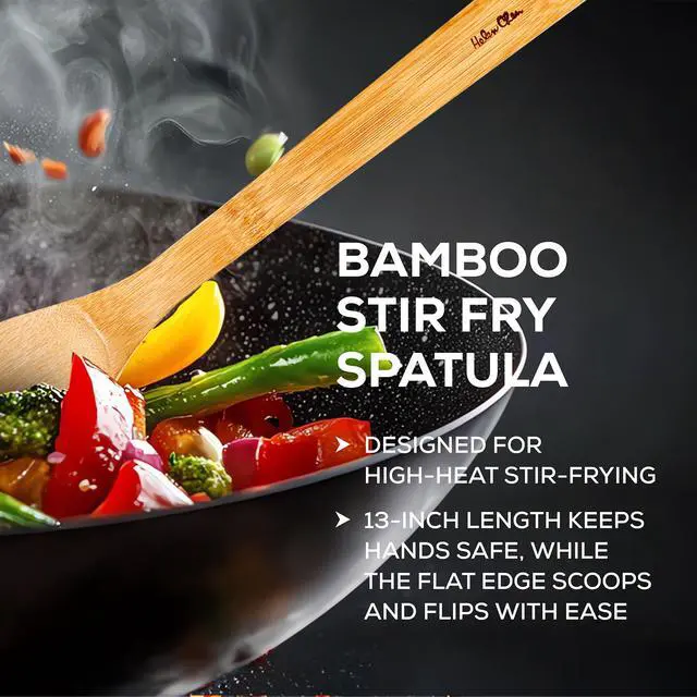 Alt view image 3 of 7 - Bamboo Stir Fry Spatula, 13-Inch, Wok Cooking Tool For Stirring, Mixing, Turning, And Serving