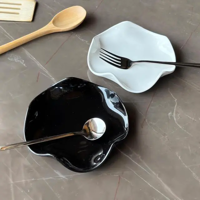 Alt view image 3 of 6 - Spoon Rest for Stove Top, 5.3 Inch Ceramic Spoon Holder for Kitchen Counter, Coffee Ladle Holder, Utensil Rest for Cooking, Housewarming Gifts (Black)