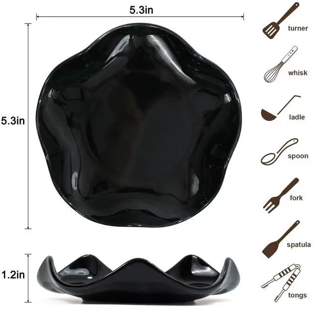 Alt view image 2 of 6 - Spoon Rest for Stove Top, 5.3 Inch Ceramic Spoon Holder for Kitchen Counter, Coffee Ladle Holder, Utensil Rest for Cooking, Housewarming Gifts (Black)