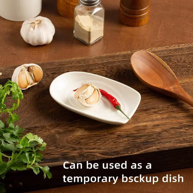 Alt view image 3 of 7 - Ceramic Spoon Rest, 5" Utensil Holder for Stove Top & Counter | Compact design fits spoons, spatulas, ladles, tongs, and coffee stirrers while saving counter and drawer space
