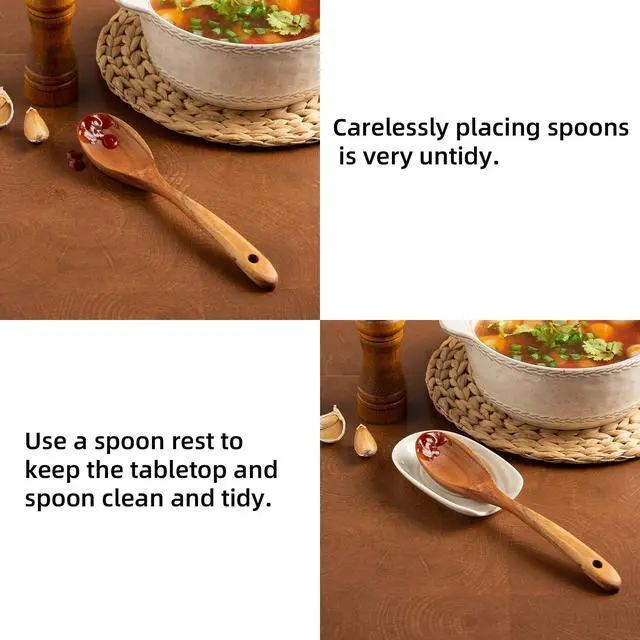 Alt view image 4 of 7 - Ceramic Spoon Rest, 5" Utensil Holder for Stove Top & Counter | Compact design fits spoons, spatulas, ladles, tongs, and coffee stirrers while saving counter and drawer space