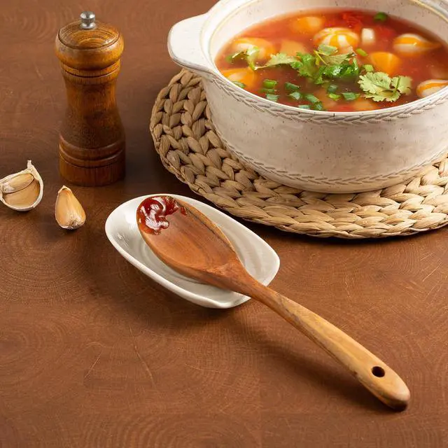 Alt view image 5 of 7 - Ceramic Spoon Rest, 5" Utensil Holder for Stove Top & Counter | Compact design fits spoons, spatulas, ladles, tongs, and coffee stirrers while saving counter and drawer space