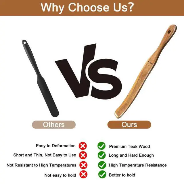 Alt view image 6 of 7 - 2Pcs Wooden Spurtle for Sourdough Starter, Mixing, Reaching Bottom of Jar, Dough Whisk, Long Handle Spatula, Kitchen Tools for NonStick Cookware, Baking & Cooking Utensils