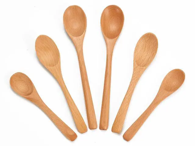Main image of 6PCS Small Wooden Spoons for Eating, 3 Sizes Wooden Teaspoons | Beech wood spoon set in 3 sizes (4.9", 5.9", 7.1"), ideal for honey, coffee, tea, jam, spices & soup