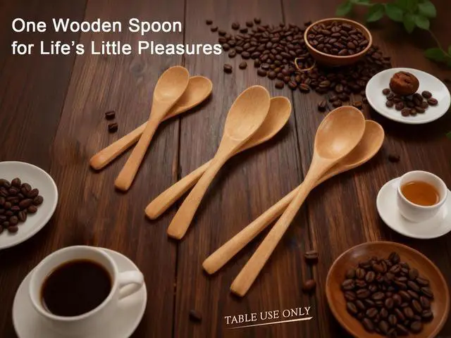 Alt view image 3 of 7 - 6PCS Small Wooden Spoons for Eating, 3 Sizes Wooden Teaspoons | Beech wood spoon set in 3 sizes (4.9", 5.9", 7.1"), ideal for honey, coffee, tea, jam, spices & soup