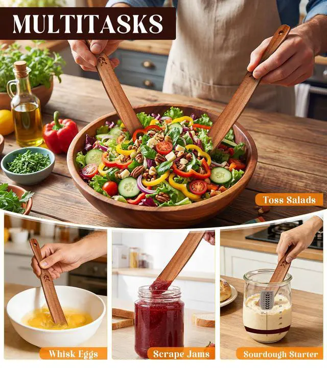 Alt view image 7 of 7 - Skinny Spurtle for Sourdough Starter, Mixing, Reaching Bottom of Jar, Dough Whisk, Natural from High Moist Resistance Teak, Spurtles Kitchen Tools Wooden Kitchen Utensils for NonStick Cookware