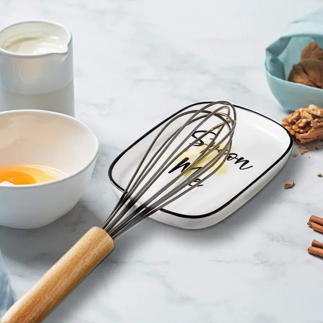 Alt view image 6 of 7 - Ceramic Spoon Rest for Stove Top, Large Spoon Holder for Kitchen Counter, White Coffee Spoon Rest, Heat-Resistant Cooking Utensil Rest, Modern Farmhouse Kitchen Décor