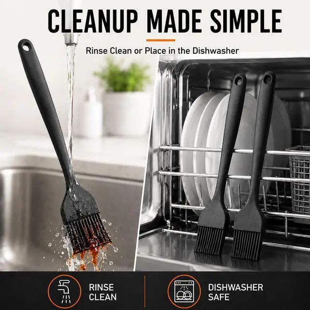 Alt view image 5 of 7 - Silicone Basting Pastry Brush for Baking Bbq Spread Oil Butter | 2 Pack Cooking Kitchen Brushes, Heat Resistant BPA free, Dishwasher Safe