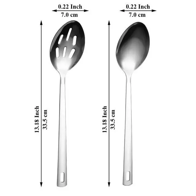 Alt view image 2 of 7 - Cooking Spoon Set, Stainless Steel Kitchen Cooking Serving, Solid Spoon, Slotted Spoon, Heat Resistant Handle, Dishwasher Safe, Easy to Clean