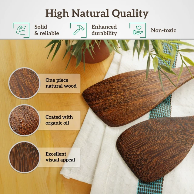 Alt view image 3 of 7 - Chicken Wing Wood Spatula Set of 2, Natural Wooden Cooking Utensils for Nonstick Pans, 8.7 & 13 Turner Spatulas for Eggs, Pancakes, Fish & Stir-Fry