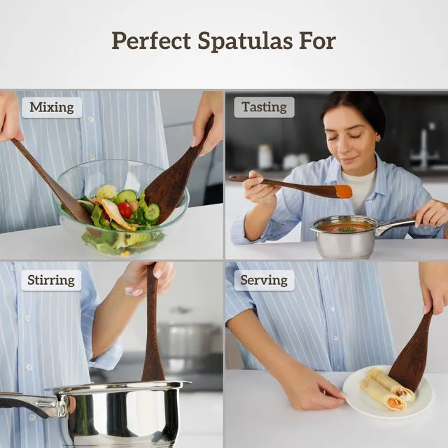Alt view image 5 of 7 - Chicken Wing Wood Spatula Set of 2, Natural Wooden Cooking Utensils for Nonstick Pans, 8.7 & 13 Turner Spatulas for Eggs, Pancakes, Fish & Stir-Fry