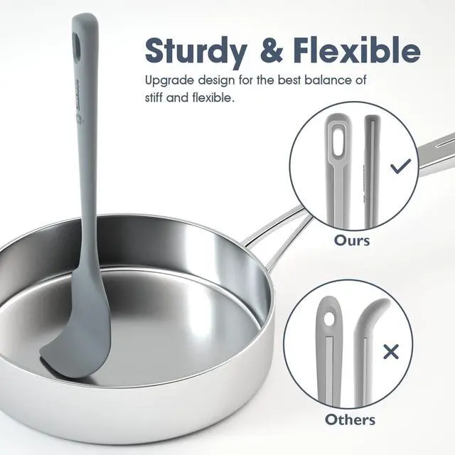 Alt view image 3 of 6 - 4 Pieces Silicone Spatula Set, Food Grade Rubber Spatula, Upgrade Strong Handle with Ergonomic Grip, Heat Resistant Up to 600°F for Nonstick Cookware, Cooking Baking Mixing, Gray