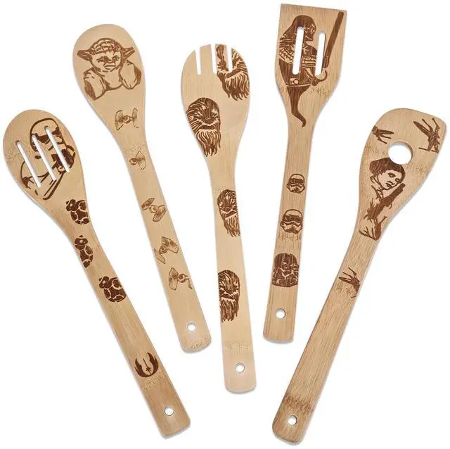 Main image of Star Warz Wooden Cooking Utensils Set,5-Piece Wooden Spoons and Spatulas for Cooking, Heat Resistant Kitchen Tools for Nonstick Cookware, Space Fans