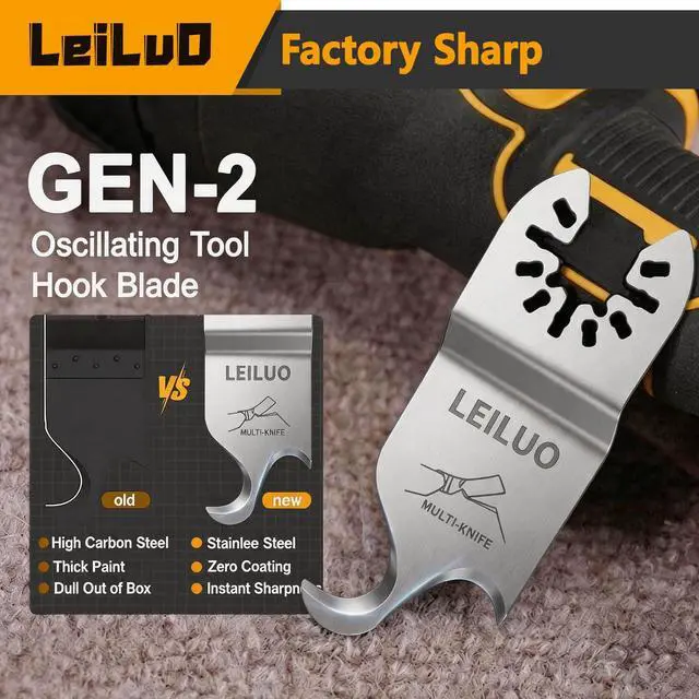 Alt view image 3 of 7 - 6Pcs Oscillating Tool Hook Blade, Multi Tool Hook Knife Blade Set | Cardboard Carpet Shingle Cutting, Hook Knife Blades, Multi Tool Accessories, Fits DeWalt, Makita, Milwaukee, Ryobi & More