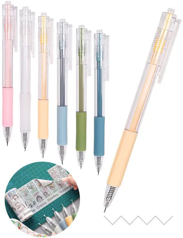 Main image of Knife Pen Craft Cutting Tools - Precision Paper Cutter Pen with Refillable Tungsten Steel Cutter Head Refill, 6 PACK