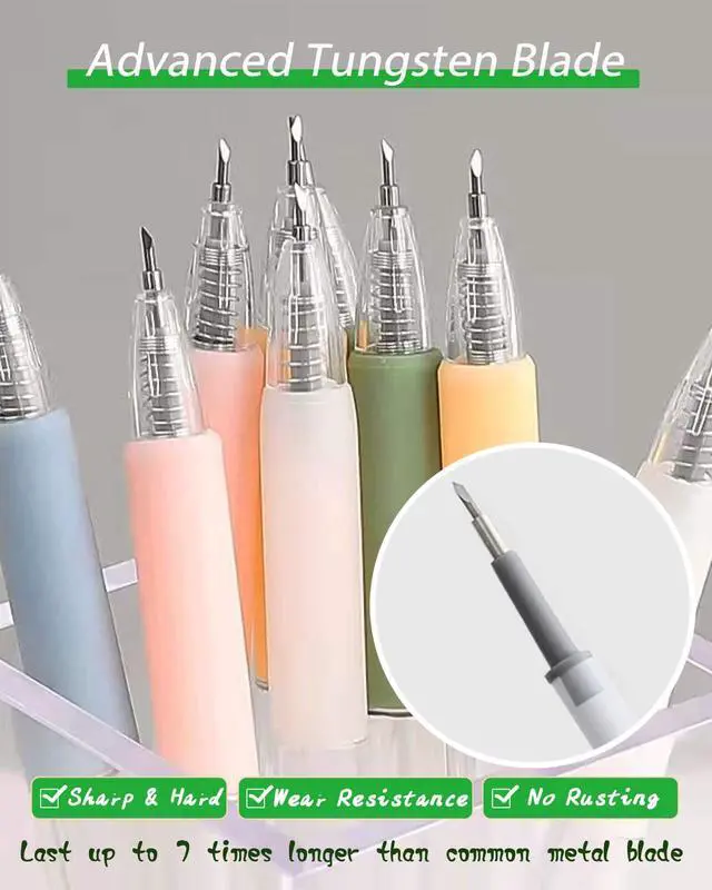 Alt view image 4 of 7 - Knife Pen Craft Cutting Tools - Precision Paper Cutter Pen with Refillable Tungsten Steel Cutter Head Refill, 6 PACK