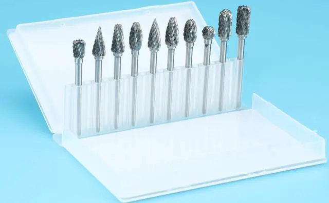 Alt view image 4 of 7 - 10 Pcs Carbide Burr Set 1/8" Shank Compatible with Dremel Milwaukee Bits Rotary Tools Attachment Kit Rasp Drill File Accessories Metal Wood Stone Steel Grinding Carving Cutting Polishing