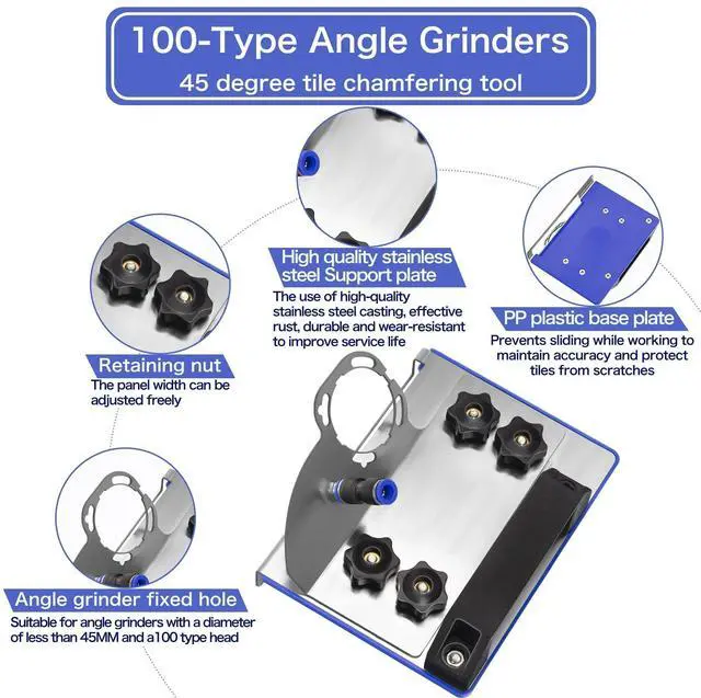 Alt view image 7 of 7 - 45 Degree Tile Chamfering Tool, Ceramic Tile Cutter Tool, Angle Grinder Attachments Stand for The Pro, Tile 45 Degree Angle Cutting Tool for 100-Type Angle Grinders, for Precise Tile Cutting