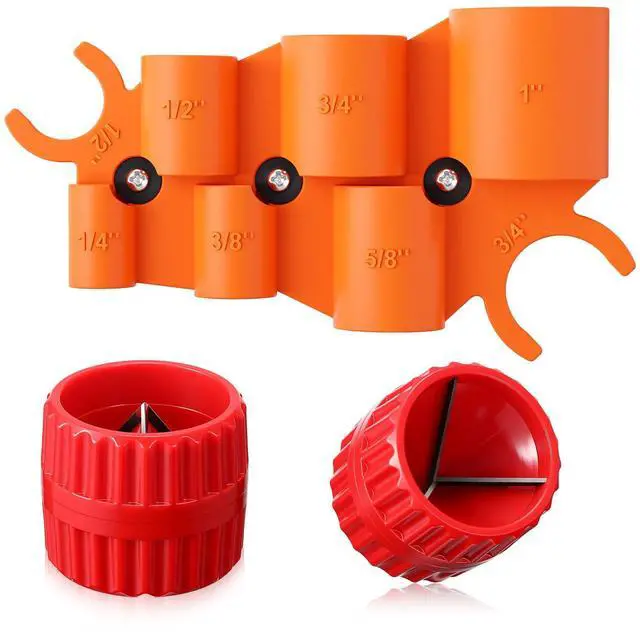 Main image of 3 Pcs Pipe Deburring Tool Set, 1/4'' to 1'' Depth Gauge and 2 Pcs 1/8'' to 1-5/8'' Inner Outer Reamer for PEX PVC CPV Copper Tubing Plumbing Chamfer Tools for Push to Connect Fittings