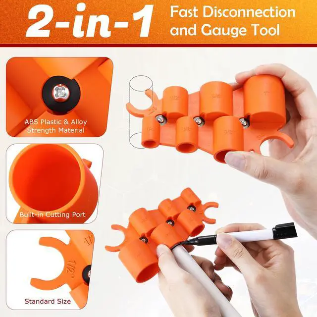 Alt view image 4 of 6 - 3 Pcs Pipe Deburring Tool Set, 1/4'' to 1'' Depth Gauge and 2 Pcs 1/8'' to 1-5/8'' Inner Outer Reamer for PEX PVC CPV Copper Tubing Plumbing Chamfer Tools for Push to Connect Fittings
