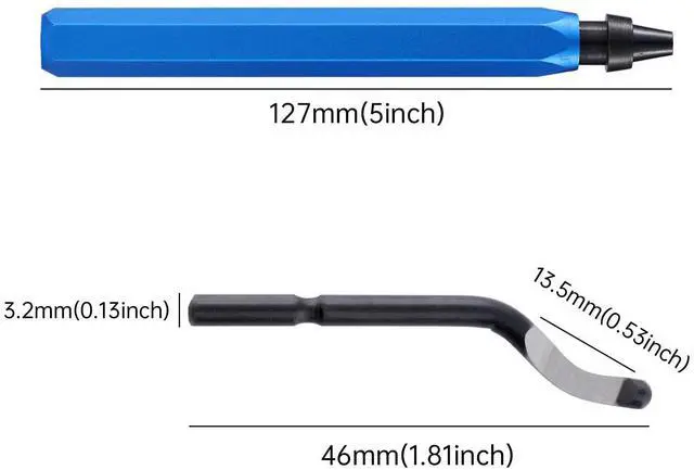 Alt view image 2 of 6 - 2 Pcs Deburring Tool +10 Pcs BS1010 High Speed Steel Blades for Metal Resin PVC Pipes Copper Plastic 3D Printed Edges, Plumbing 3D Printing Burr Removal Reamer Tool, Silvery& Blue